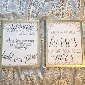 Bridal shower signs in gold frames